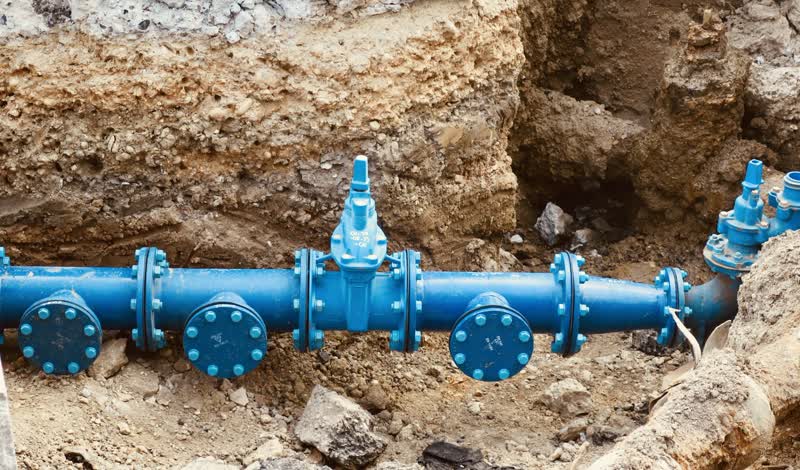 Valves and fittings on a water main